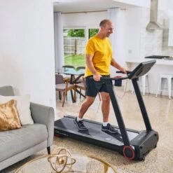 Echelon Stride-s Auto-Fold Smart Treadmill -Iron Motion Deals stride s treadmill man using 600x600 1